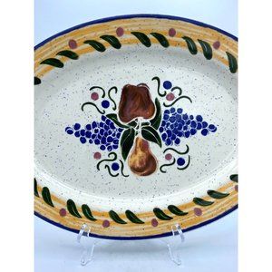 Buffalo China Large Heavy Restaurant Ware Oval Fruit Platter Apple, Pear, Grapes